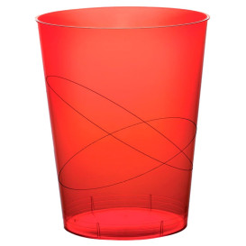 Plastic Cup PS "Moon" Red Clear 350ml (400 Units)