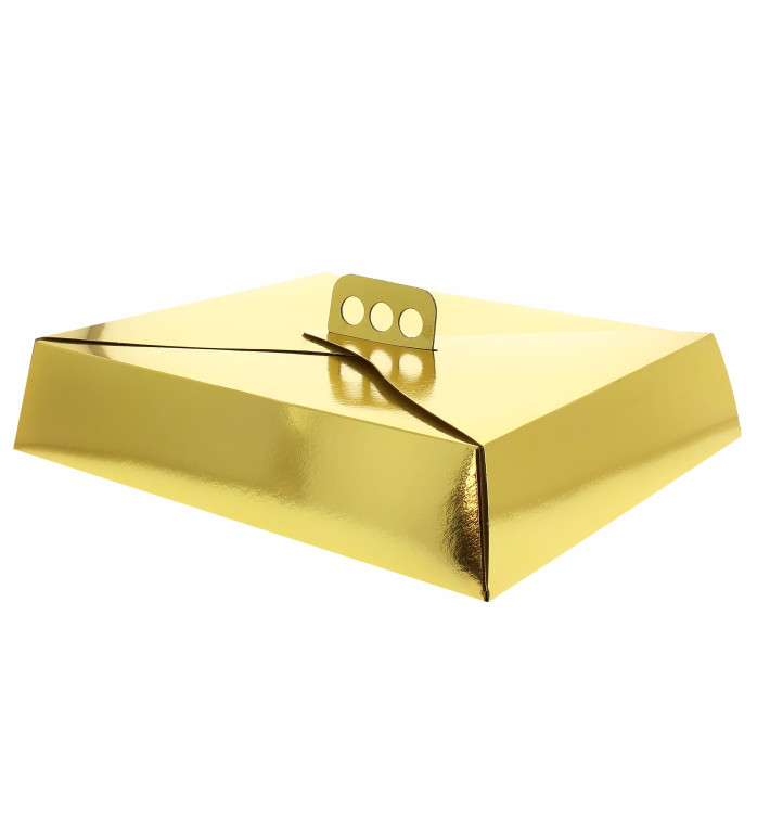 Paper Cake Box Square Shape Gold 23,5x30x8cm 