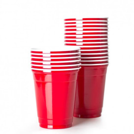 Plastic Cup PS Red American Party 470ml (50 Units)