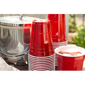 Plastic Cup PS Red American Party 470ml (50 Units)