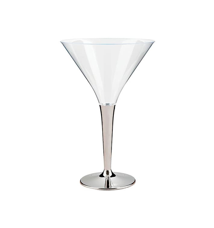 Plastic Stemmed Glass Cocktail Silver 100 ml (48 Units)