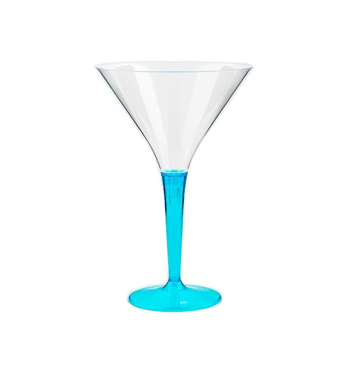 Plastic Stemmed Glass Cocktail Turquoise 100 ml (6 Units)