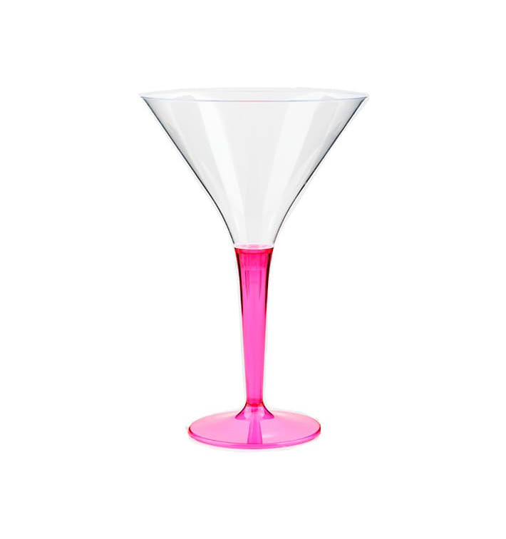 Plastic Stemmed Glass Cocktail Raspberry 100 ml (6 Units)