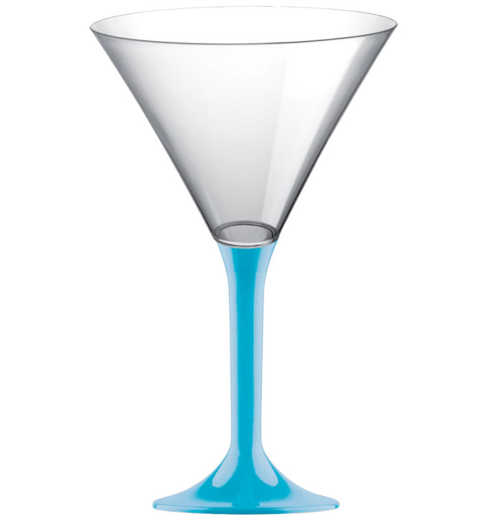 Plastic Stemmed Glass Cocktail Turquoise 185ml 2P (40 Units)