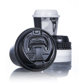 Plastic Lid PS Resealable Black Ø9,4cm (1000 Units)