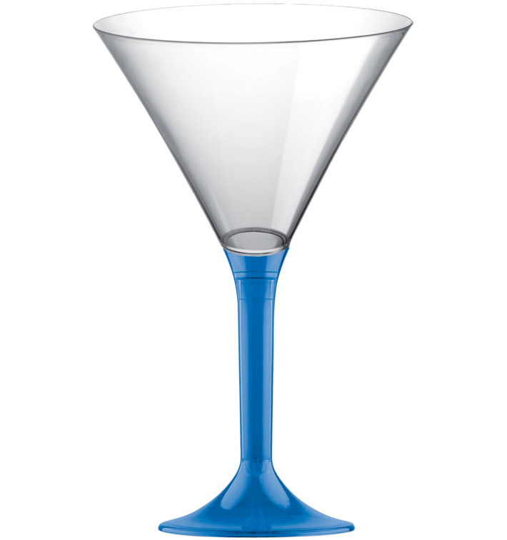 Plastic Stemmed Glass Cocktail Blue Clear 185ml 2P (40 Units)