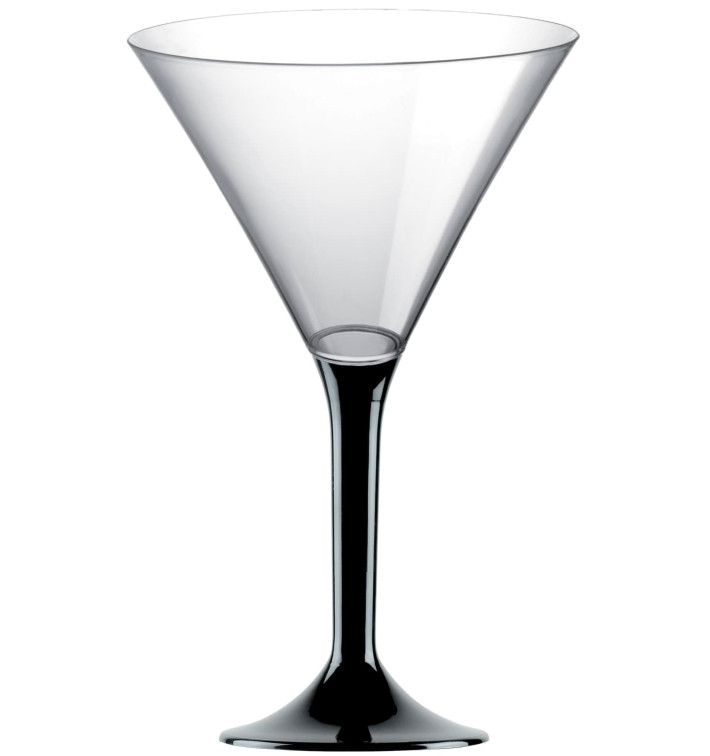 Plastic Stemmed Glass Cocktail Black 185ml 2P (40 Units)