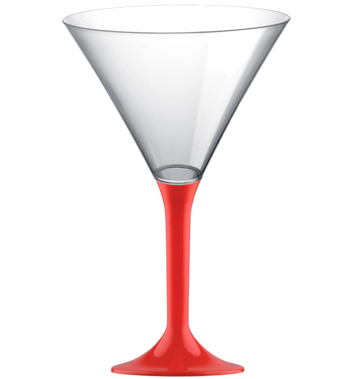 Plastic Stemmed Glass Cocktail Red 185ml 2P (200 Units)