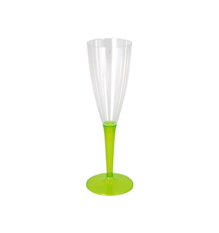 Plastic Stemmed Flute Sparkling Wine Green 100ml (6 Units) 