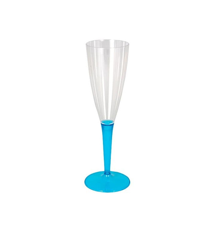 Plastic Stemmed Flute Sparkling Wine Turquoise 100ml (36 Units)