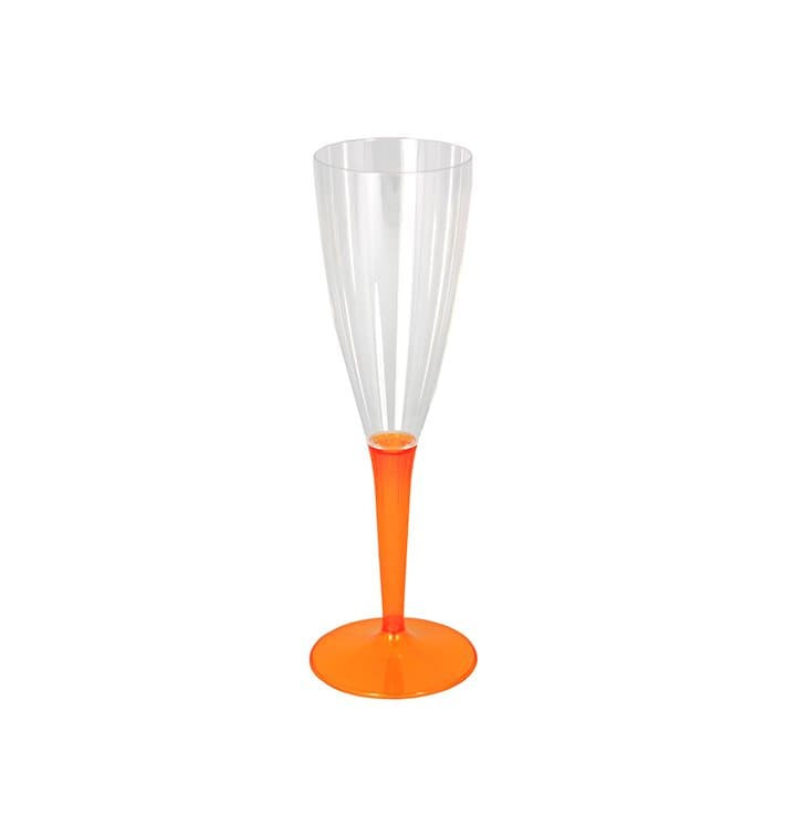 Plastic Stemmed Flute Sparkling Wine Orange 100ml (6 Units) 