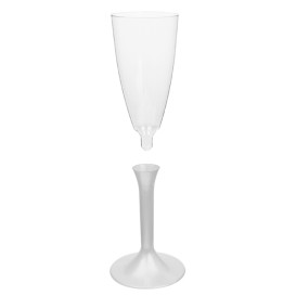 Plastic Stemmed Flute Sparkling Wine White Pearl 120ml 2P (40 Units)