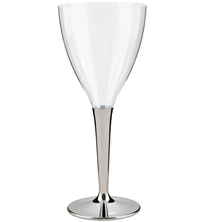 Plastic Stemmed Glass Wine Silver 130ml (10 Units) 