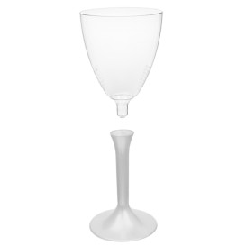 Plastic Stemmed Glass Wine White Pearl Removable Stem 180ml (40 Units)