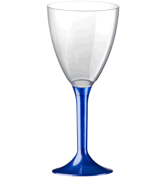 Plastic Stemmed Glass Wine Blue Pearl Removable Stem 180ml (200 Units)