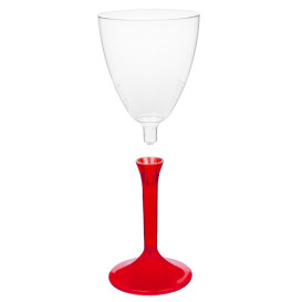 Plastic Stemmed Glass Wine Red Clear Removable Stem 180ml (40 Units)