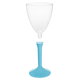 Plastic Stemmed Glass Wine Turquoise Removable Stem 180ml (40 Units)