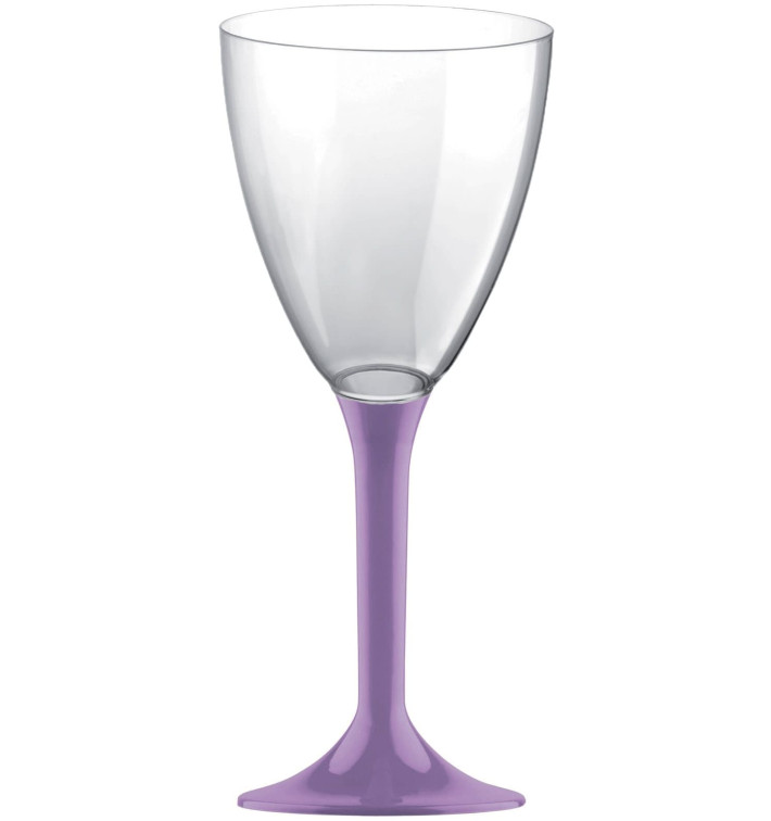 Plastic Stemmed Glass Wine Lilac Removable Stem 180ml (40 Units)