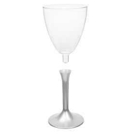 Plastic Stemmed Glass Wine Grey Removable Stem 180ml (40 Units)