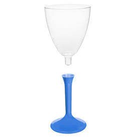 Plastic Stemmed Glass Wine Blue Mediterranean Removable Stem 180ml (200 Units)