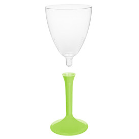 Plastic Stemmed Glass Wine Lime Green Removable Stem 180ml (40 Units)