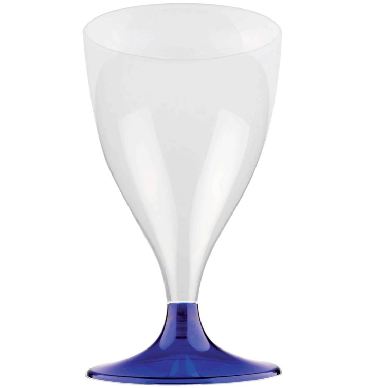 Plastic Stemmed Glass Wine Blue Clear 200ml 2P (20 Units)