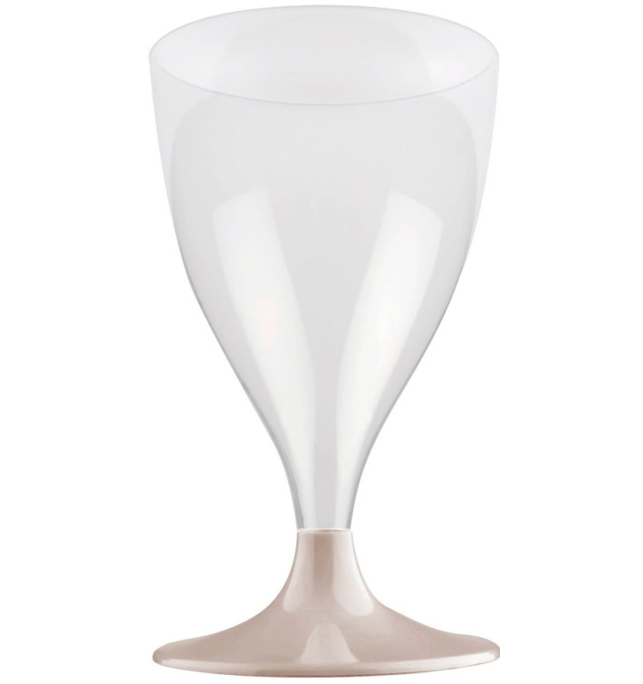 Plastic Stemmed Glass Wine Beige 200ml 2P (20 Units)