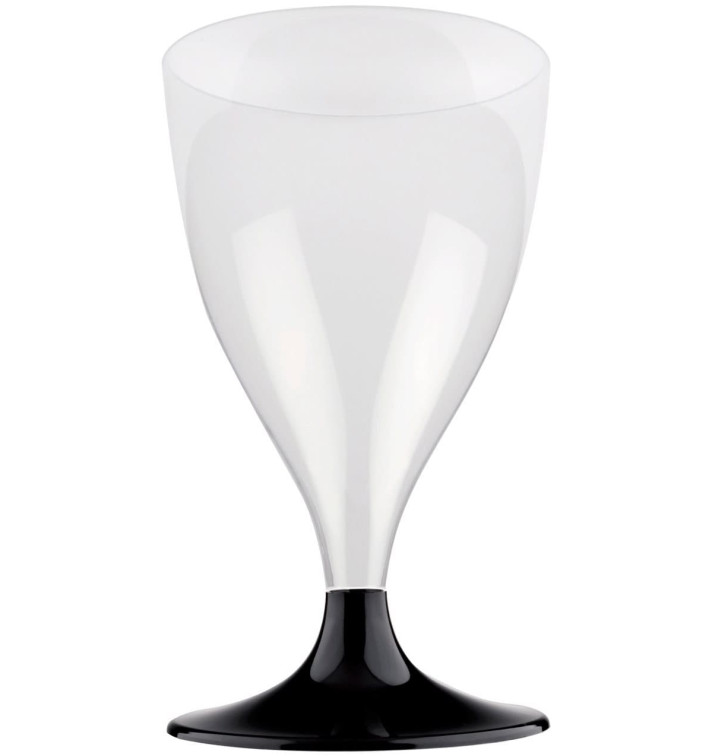 Plastic Stemmed Glass Wine Black 200ml 2P (20 Units)