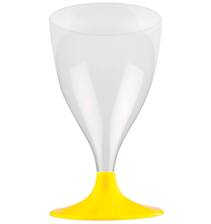 Plastic Stemmed Glass Wine Yellow 200ml 2P (400 Units)