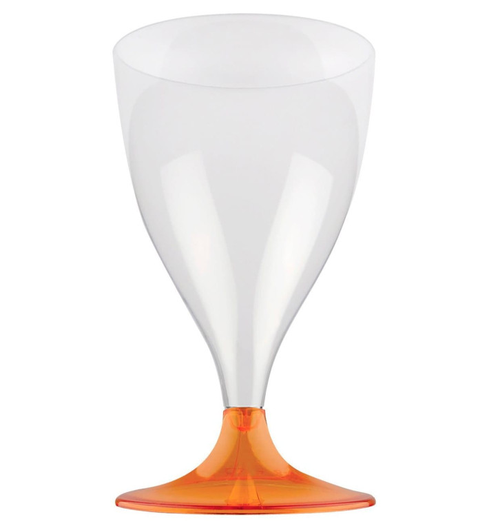 Plastic Stemmed Glass Wine Orange Clear 200ml 2P (20 Units)