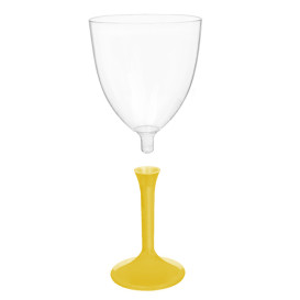 Plastic Stemmed Glass Wine Yellow Removable Stem 300ml (40 Units)