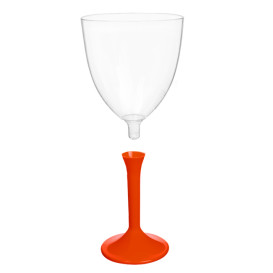 Reusable PS Wine Glass Red Clear Foot 2-P 300ml (40 Units)