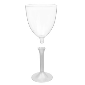 Plastic Stemmed Glass Wine White Pearl Removable Stem 300ml (200 Units)