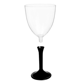 Plastic Stemmed Glass Wine Black Removable Stem 300ml (200 Units)