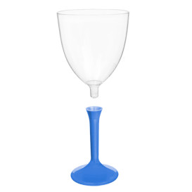 Plastic Stemmed Glass Wine Blue Mediterranean Removable Stem 300ml (200 Units)