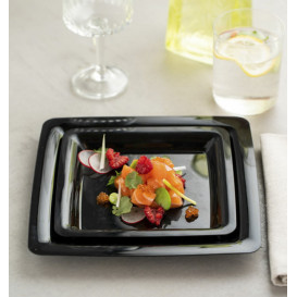 Plastic Plate Square shape Extra Rigid Black 18x18cm (200 Units)