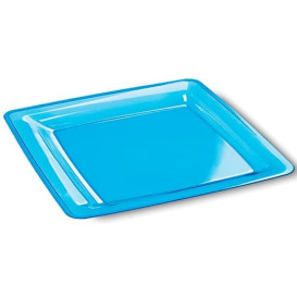 Plastic Plate Square shape Extra Rigid Turquoise 22,5x22,5cm (6 Units) 