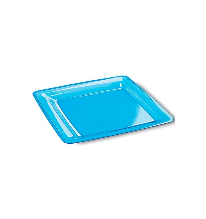 Plastic Plate Square shape Extra Rigid Turquoise 22,5x22,5cm (6 Units) 