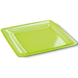 Plastic Plate Square shape Extra Rigid Green 22,5x22,5cm (6 Units) 