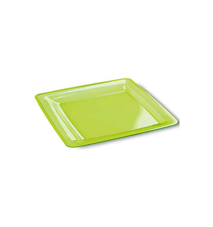 Plastic Plate Square shape Extra Rigid Green 22,5x22,5cm (72 Units)