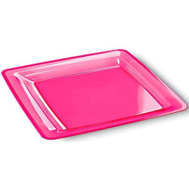 Plastic Plate Square shape Extra Rigid Raspberry 22,5x22,5cm (72 Units)