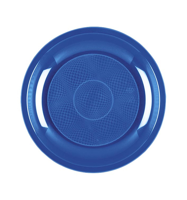 Plastic Plate Dessert Mediterranean Blue "Round" PP Ø18,5 cm (600 Units)