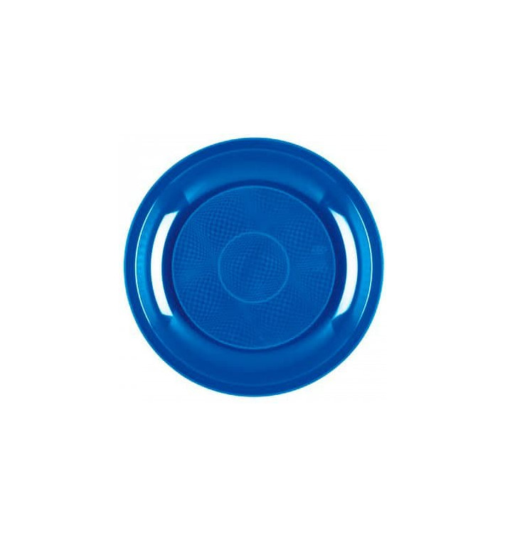 Plastic Plate Flat Mediterranean Blue "Round" PP Ø22 cm (600 Units)