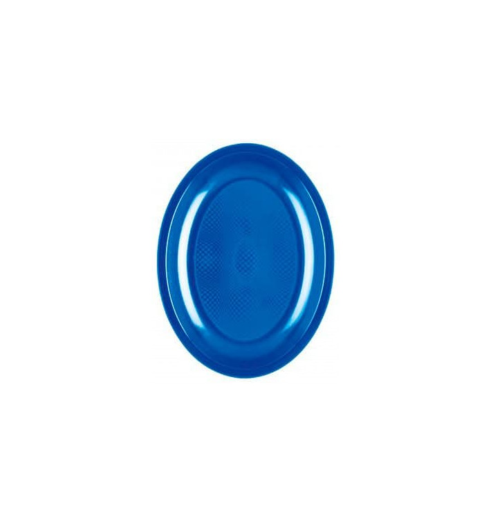 Plastic Platter Oval Shape Mediterranean Blue "Round" PP 25,5 cm (50 Units) 