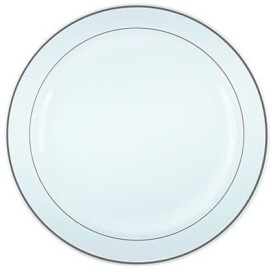 Plastic Plate Extra Rigid with Border Silver 15cm (20 Units) 