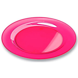 Plastic Plate Round shape Extra Rigid Raspberry 19cm (120 Units)