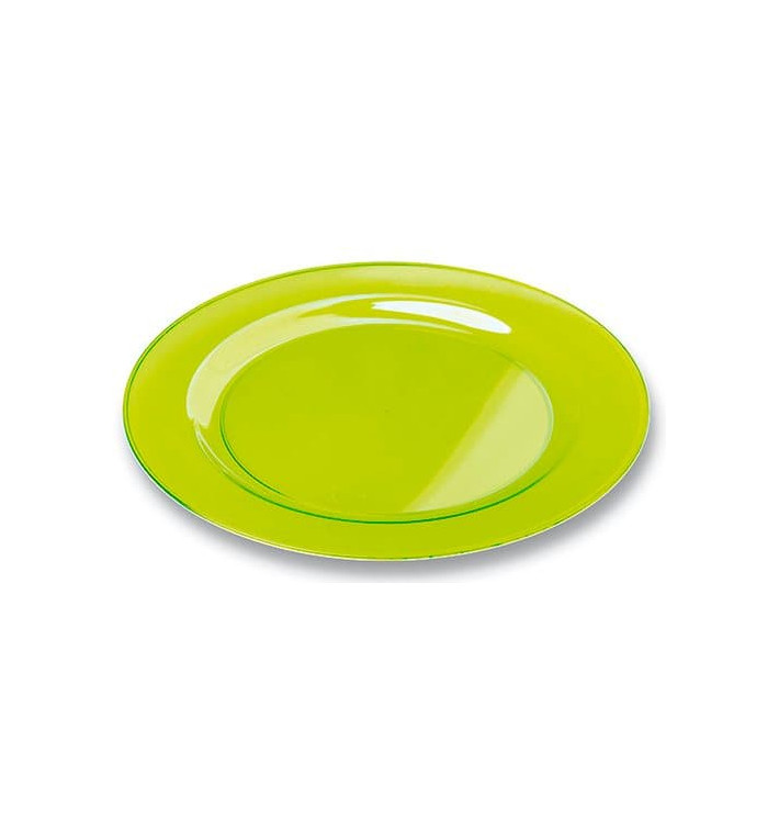 Plastic Plate Round shape Extra Rigid Green 19cm (10 Units) 