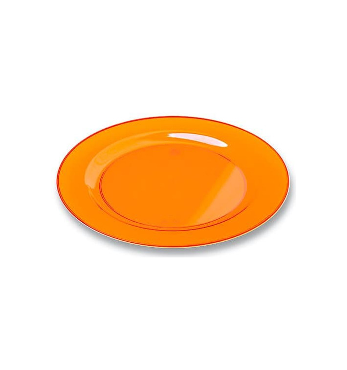 Plastic Plate Round shape Extra Rigid Orange 26cm (6 Units) 