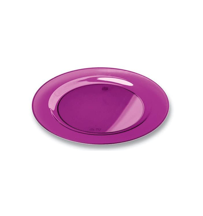 Plastic Plate Round shape Extra Rigid Eggplant 19cm (120 Units)