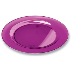 Plastic Plate Round shape Extra Rigid Eggplant 23cm (6 Units) 